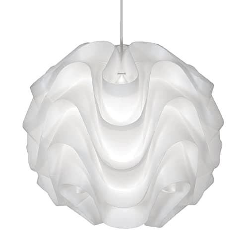 Image of Britalia White Polycarbonate Vintage Retro Easy Fit Wavy Abstract Globe Pendant Shade | 30cm Diameter (12") | None Electric Ceiling Lampshade | Fits All Lampholder Types E14 E27 B15 B22