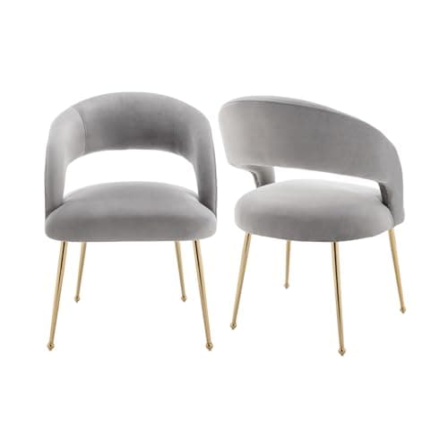 Image of SEYNAR Dining Chairs Set of 2, Velvet Tufted Accent Upholstered Chairs with Gold Legs, Modern Design for Living Room Reception Room Bedroom Study Room(Gray)