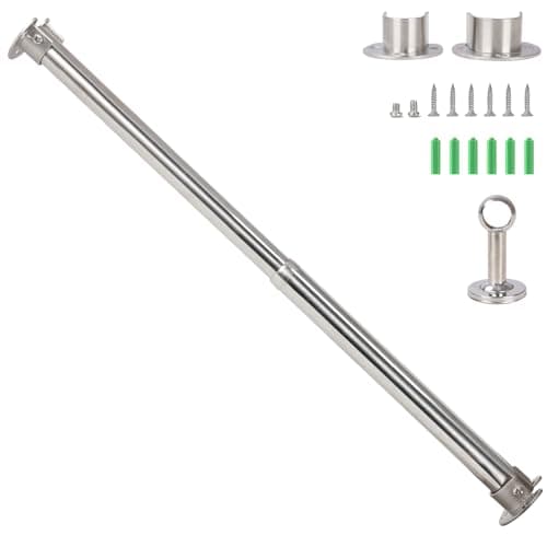 Image of Wardlock 34cm-50cm Extendable Stainless Steel Wardrobe Rail, Adjustable Clothes Rail Pole With U Shaped End Sockets.