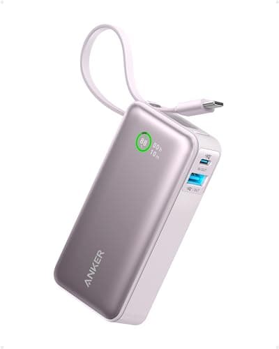 Image of Anker Nano Power Bank, 10,000mAh Portable Charger with Built-In USB-C Cable, PD 30W Output, Fast Charging Battery Pack for iPhone 16/15 Series, Galaxy, iPad, AirPods, and More