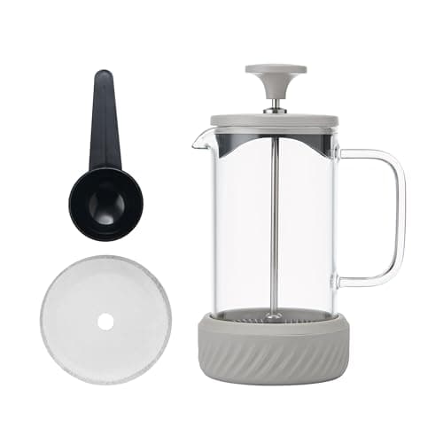 Image of La Cafetière 'Zero' 3 Cup Cafetiere, Latte Coloured Stainless Steel No Mess French Press with Borosilicate Glass Beaker, Removable Base for Grounds Disposal, Gift Boxed, 350ml