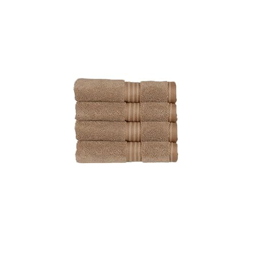Image of Christy Supreme Hygro 4 Face Cloths Set | Mocha Brown | 100% Luxury Supima Cotton | Ultra Soft | Super Absorbent | 650GSM | 4 Wash Cloth Flannels