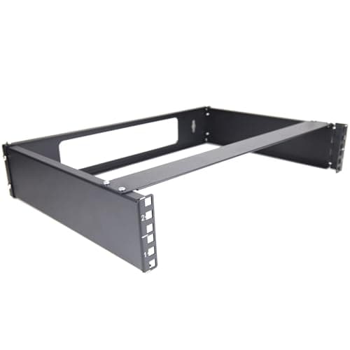 Image of kenable Wall Mounted Patch Panel Bracket 2U for 19 inch Rack Open Frame Cabinet Black 330mm Depth Flat Pack
