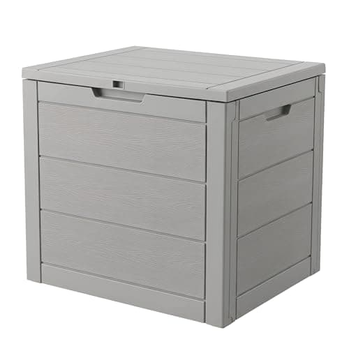 Image of Outdoor Storage Box, 35 Gallon Deck Box, 132 Litre Waterproof Resin Storage Bin for Patio Cushions, Gardening Tools, Accessories, Lockable, UV Resistant Garden Chest Utility Handles Lid (Grey)