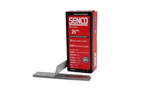 Image of SENCO AX13EAAP 1.2x25mm Galvanised Brad Nails – 18 Gauge - Smooth Shank - Sharp Chisel Point - Medium Head - 0° Glue‑Collated Carbon Steel - 5000‑Pack for Trim - Cabinets & DIY Projects