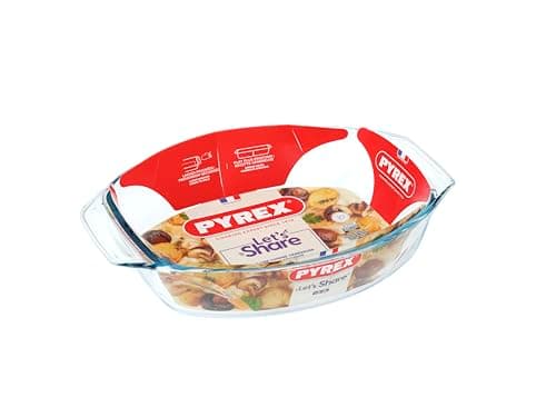 Image of Pyrex Irresistable Easy Grip Oval Glass Roaster 35 x 24cm Transparent (Pack of 2)