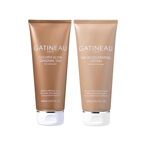 Image of Gatineau - Tan Accelerating Lotion (200ml) + Golden Glow Gradual Tan (200ml) Duo Set, Total Body Glow, Natural Tanning For Face and Body
