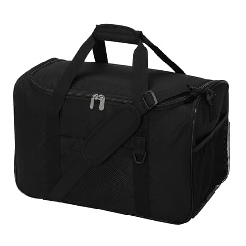 Image of LONALIA 34L Sports Gym Duffle Holdall - 48x25x28cm Weekend Overnight Travel Bag for Football, Fitness, Training (Black)