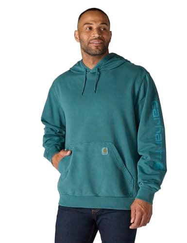 Image of Carhartt Men's Relaxed Fit Midweight Garment Dyed French Terry Graphic Sweatshirt, Greenstone, L