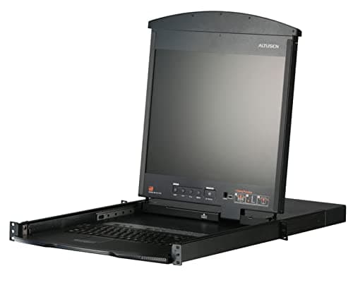 Image of ATEN KL1508AM 8 Port Cat-5 High Density Dual Rail LCD KVM Switch with 19 inch LCD Monitor - Black