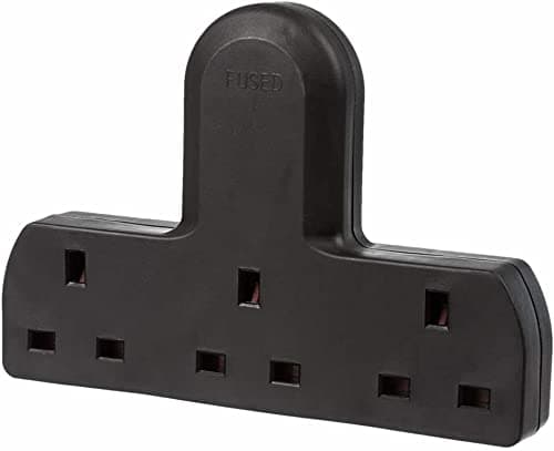 Image of Invero 3 Way Multi Mains Adaptor - One Socket into Three Triple Plugs - Cable Free - UK 3 Pin Plug - British Approved 13A - Black