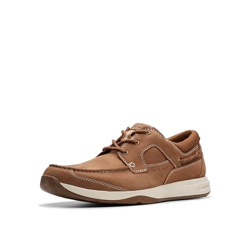 Image of Clarks Men's Sailview Lace Boat Shoe, Light Tan Nubuck, 9.5 UK Wide