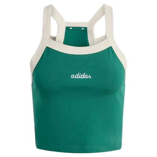 Image of adidas Women's Seasonal Essentials Colorpop Tank with Embroidered Graphic, Collegiate Green/White, M