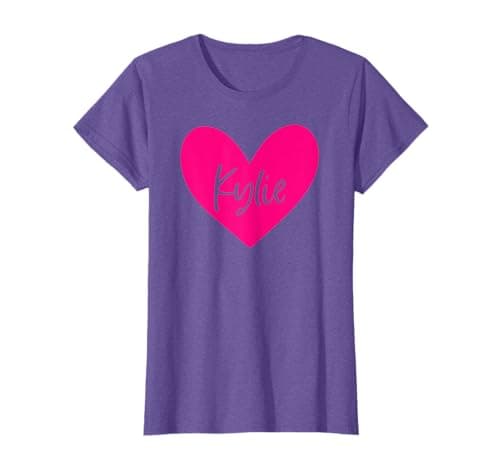 Image of Pink Kylie Name Heart Love Woman Girl Friend Personalized T-Shirt