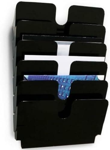 Image of Durable FLEXIPLUS 6 A4 Landscape Literature Holder - Black - Easy To Install Wall Mounted Document Holder - Perfect For Flyers, Brochures, Etc.
