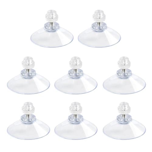 Image of 8 Pcs Suction Cups with M4 Metal Screw Hook, Small Suction Cups for Glass Strong Vacuum Suckers for Glass Windows Tile, Round Button Suction Cups Hanging Hooks for Doors Signs Decorations (41 mm)