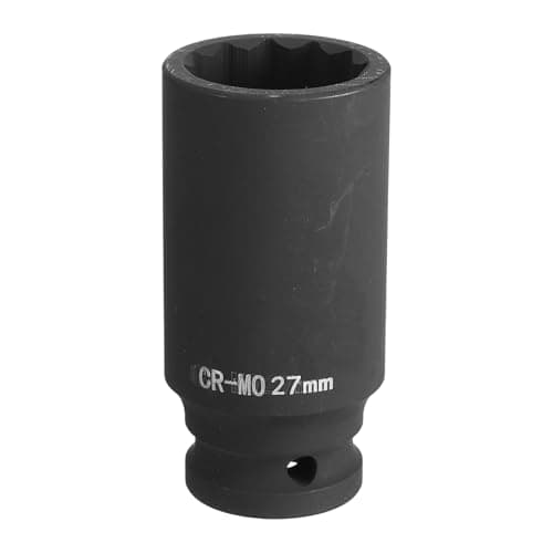 Image of sourcing map 12-Point Deep Impact Socket 1/2 Inch Drive 27mm Metric Chrome Molybdenum Alloy Steel Spindle Axle Nut Impact Socket
