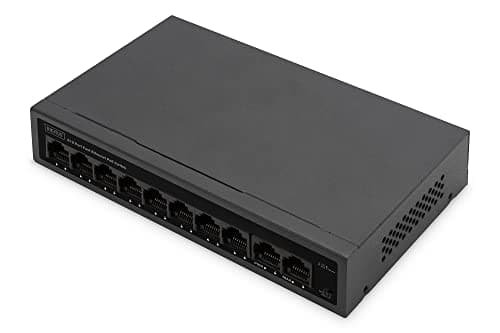 Image of DIGITUS 10 Port Fast Ethernet PoE Network Switch - Unmanaged - 8x RJ45 PoE Ports + 2x RJ45 Uplink - 60W PoE Budget - CCTV Mode - 10/100 Mbps - black