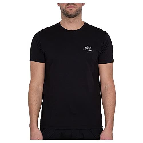 Image of Alpha Industries Basic T Small Logo Foil Print T-Shirt for Men Black/Metalsilver