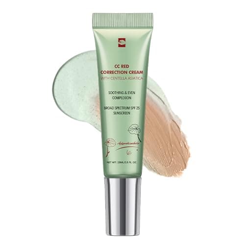 Image of CC Red Correct with Centella Asiatica, Lightweight Skin Perfector Tinted Moisturiser, Covering Corrector Invisible Pores Face Concealer, CC Cream Light With SPF 25,15ml (1#Green, One Size)