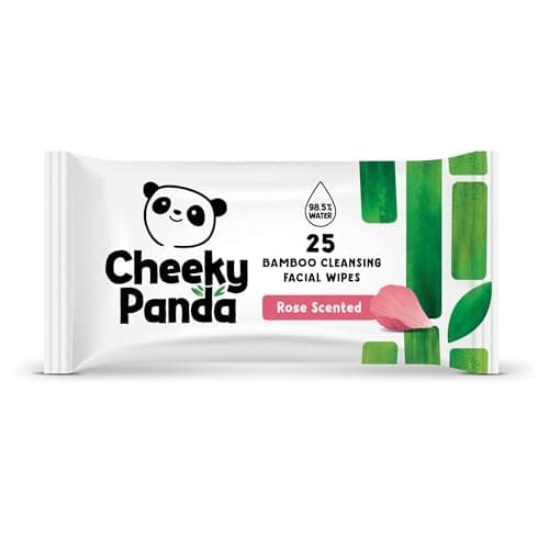 Image of The Cheeky Panda Bamboo Facial Make Up Remover Wipes | Sustainable Face Wipes Eye Makeup Remover | Rose Scented Pack of 25 Face Wipes | 99% Purified Water