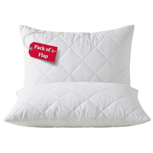 Image of IMFAA Quilted Pillow Protector Pack of 2 - Soft and Comfortable Microfiber Pillowcase Protectors - Ant-Allergy and Breathable Pillow Cover.(2 x Quilted-Flap)