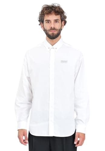Image of VERSACE JEANS COUTURE Men's White Casual Shirt with Piercing, White, 36