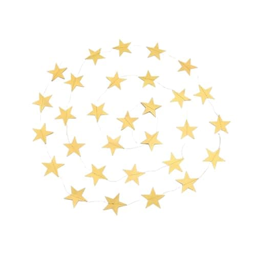 Image of LAWALEISHE 65 Feet Reflective Star Paper Garland,Twinkle Little Star Party Garlands,Gold Glitter Sparkling Star Bunting Banner Hanging Decoration,Birthday Holiday Wedding Anniversary Theme Party