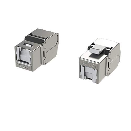 Image of LINKUP - RJ45 Connectors Cat6A (2 Pack) Shielded Keystone Jack Metal Die-Cast Field Modular Termination | 10G Easy Internet Tool Free Jacks | For Cat6A up to 22AWG Solid Bulk S/FTP Ethernet Cable