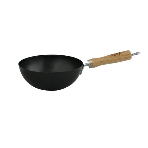 Image of Dexam 12108508 Non Stick Carbon Steel Wok with Wood handle 20cm/8-inch