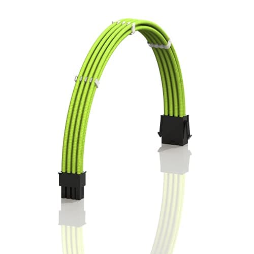 Image of LINKUP - AVA 50cm EPS 8 Pin (4+4) CPU ATX Motherboard PSU Power Supply Braided Sleeved Custom Mod PC Extension Cable w/Combs | Strong & Stiff Design | Single Pack | 500mm - Green