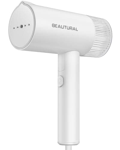 Image of BEAUTURAL Clothes Steamer, Foldable Handheld Clothing Wrinkles Remover for Garments, Portable Mini Fabric Steam Iron for Home and Travel (White)