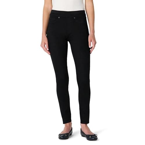 Image of Amazon Essentials Women's Women's Stretch Denim Mid-Rise Pull-On Jegging, Black, 6