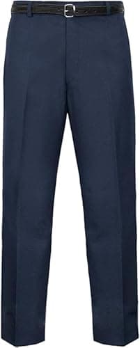 Image of Men’s Smart Casual Formal Trousers for Business Office Wear – Executive Straight Leg Flat Front Dress Pants with Pockets, Everpress Smart Fit Work Trousers for Home and Work, Navy Blue-30W / 27L