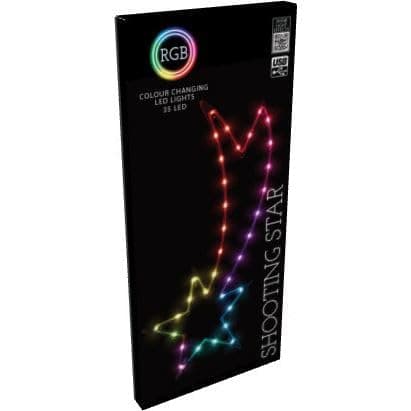 Image of Shooting Star LED RGB Christmas Light | Large Colour Changing Star Light Decoration with 35 LED Lights Battery Operated | Decorative Lighting For Home Window Light - 25x60cm