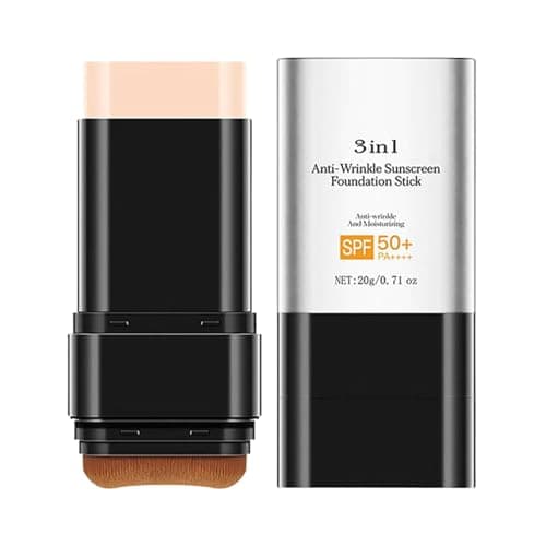 Image of 3In 1 AntiWrinkle Foundation Stick With SPF 50+, Korean Hydrating Lightweight Flawless Eraser Foundation Stick With Brush, Full Coverage Makeup Concealer For All Skin Types
