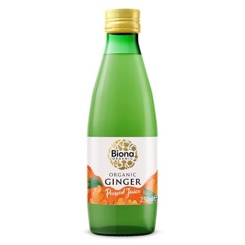 Image of Biona Organic Ginger Juice 250ml, Pack of 6 - Pure, Pressed Juice - Aromatic & Zingy, Ideal for Juices, Smoothies, Teas & Cooking - Freshly Harvested by Organic Farmers - Vegan