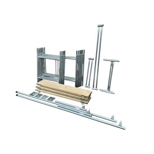Image of Toptower Classic Scaffolding Tower 5.5m (Working Height) 4' x 2'6" Base Size DIY Galvanised Scaffold Tower (Basic Kit with Platform Boards & Stabilisers)
