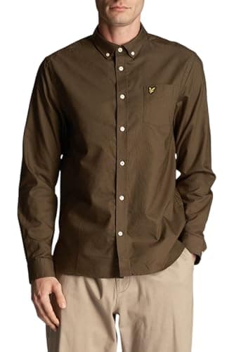 Image of Lyle & Scott Mens Regular Fit Light Weight Oxford Shirt Olive M