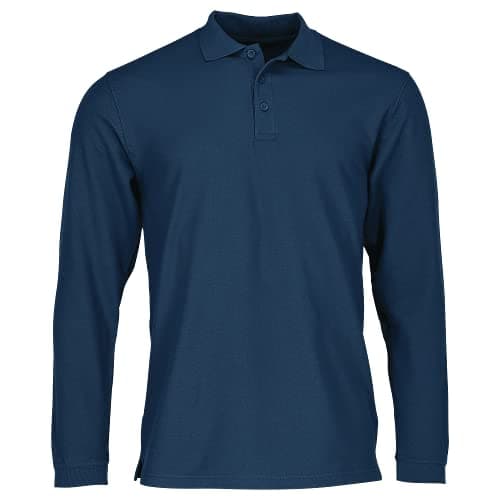 Image of Fruit of the Loom Men's Premium Long Sleeve Polo Shirt, Navy, Medium