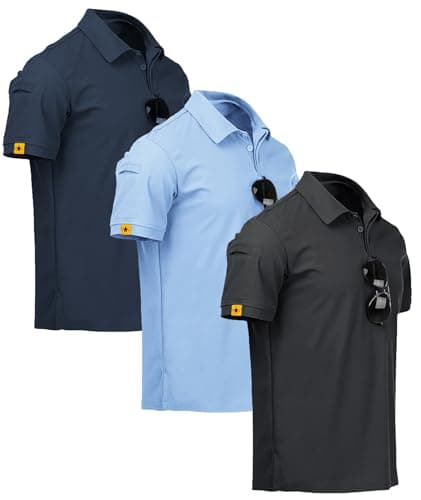 Image of ZITY 3-Pack Men's Polo Shirt Short-Sleeved Lightweight Breathable Polo Shirt for Men Adult Summer Casual Sports Shirt Regular Fit Golf Tshirts(Dark Blue Dark Gray Moon Blue 3XL)