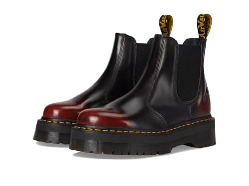 Image of Dr. Martens Unisex-Adult 2976 Quad Chelsea Boot, Cherry Red, 11 Women/10 Men