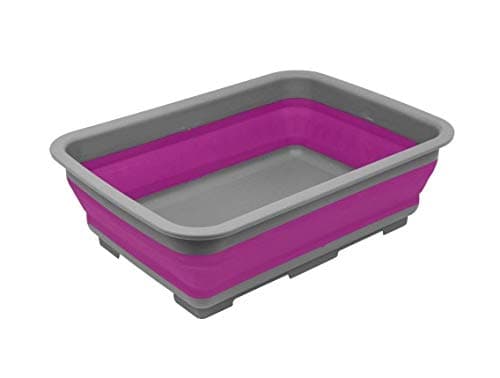Image of RAM ONLINE Collapsible Washing Up Bowl - Portable 10 Litre Water Storage Basin Ideal for Camping, Caravans, Outdoor Activities, Kitchen and More - Purple,523