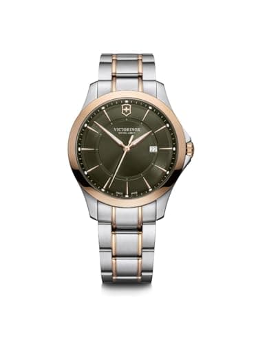 Image of Victorinox Men’s Watch Alliance Ø 40 mm, Swiss Made, Analogue Quartz, Water-Resistant up to 100 m, Sapphire Glass, Stainless Steel Strap, Green/Rosé Gold/Silver