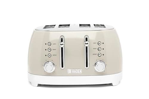 Image of Haden Bristol Putty 4 Slice Toaster - Temperature Control, Easy To Clean, Efficient & Safe, Coated Stainless Steel Housing - For All Toast Preferences, Defrost, Reheat, and Cancel Functions