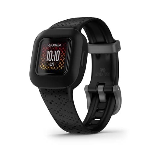 Image of Garmin vívofit Jr.3, fitness tracker for Kids, includes interactive app experience, swim-friendly, up to 1-year battery life, adjustable watch band, Cosmic Black