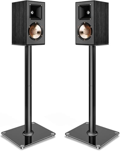 Image of PEGZONE Speaker Stands for Surround Sound,55 LBS Capacity,30.1 inch universal Speaker stands Floor Pair,Cable Management,Large Base,1 Pair,Black
