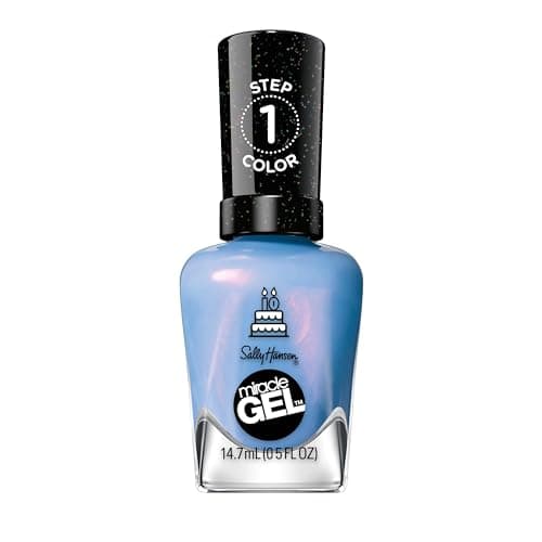 Image of "Sally Hansen Miracle Gel Salon Quality Nail Polish | Gel-Like Formula, Two-Step System, No UV Light Needed, Long Lasting | Sheer, Glossy | 628 It's Sherbert Day | Blue Nail Polish"