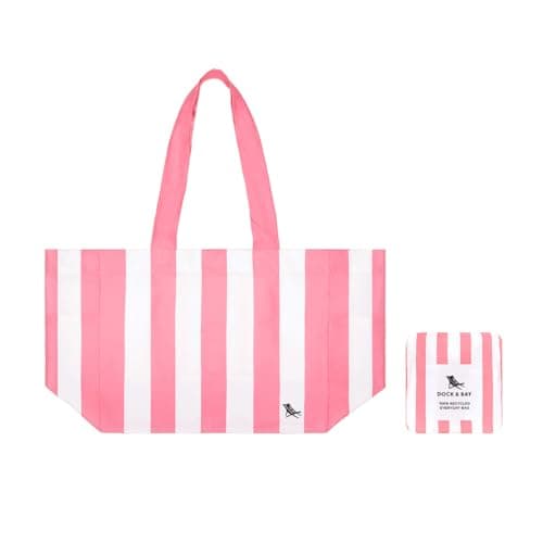 Image of Dock & Bay Everyday Beach Tote Bag - Reusable Beach Handbag & Shopping Carrier - Cabana - Malibu Pink