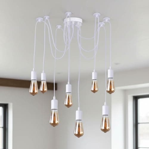 Image of LEDSone 8 Head Spider Pendant Light E27 Industrial Vintage Ceiling Hanging Lamp Adjustable Multi Arm DIY Chandelier Cable Kit for Kitchen Island Loft Bar Lighting